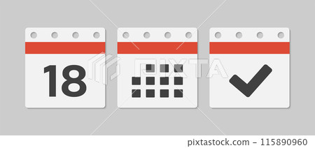 Vector icon page calendar - 18 day, agenda, done Vector icon page calendar - 18 day, agenda, done 115890960