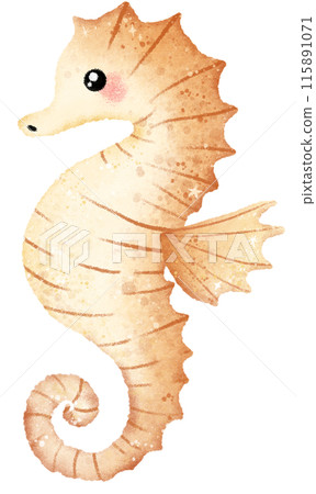 Watercolor Hand drawn illustration underwater animals cute seahorse marine wild life children clip art for textile, decoration, posters, inviation, greeting cards 115891071
