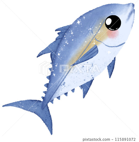 Watercolor Hand drawn illustration underwater animals cute tuna marine wild life children clip art for textile, decoration, posters, inviation, greeting cards 115891072