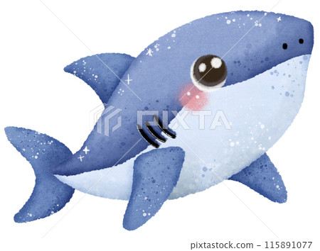 Watercolor Hand drawn illustration underwater animals cute Shark marine wild life children clip art for textile, decoration, posters, inviation, greeting cards 115891077