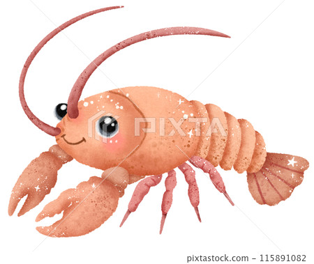 Watercolor Hand drawn illustration underwater animals cute lobster shrimp prawn marine wild life children clip art for textile, decoration, posters, inviation, greeting cards Watercolor Hand drawn illustration underwater animals cute lobster shrimp prawn marine wild life children clip art for textile, decoration, posters, inviation, greeting cards 115891082