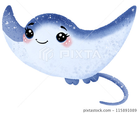 Watercolor Hand drawn illustration underwater animals Cute stingray marine wild life children clip art for textile, decoration, posters, inviation, greeting cards Watercolor Hand drawn illustration underwater animals Cute stingray marine wild life children clip art for textile, decoration, posters, inviation, greeting cards 115891089