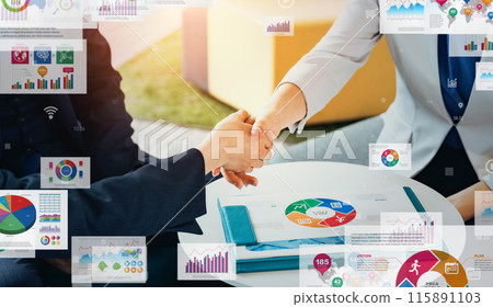 Business people shaking hands and business data 115891103