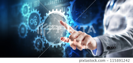 Digital transformation strategy. Business processes internet and cloud computing Digital transformation strategy. Business processes internet and cloud computing 115891242