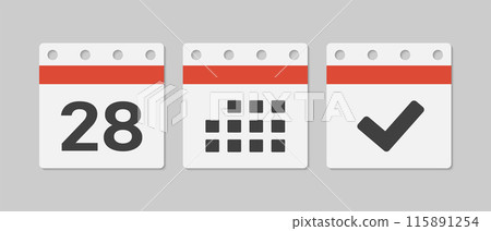 Vector icon page calendar - 28 day, agenda, done 115891254
