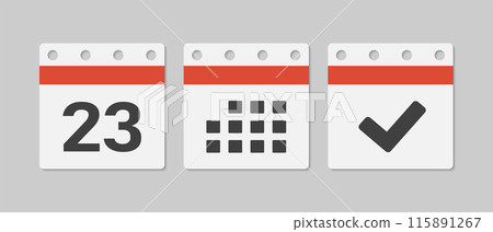 Vector icon page calendar - 23 day, agenda, done Vector icon page calendar - 23 day, agenda, done 115891267
