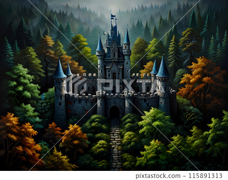 The abandoned stone castle in the forest was filled with loneliness. The abandoned stone castle in the forest was filled with loneliness. 115891313