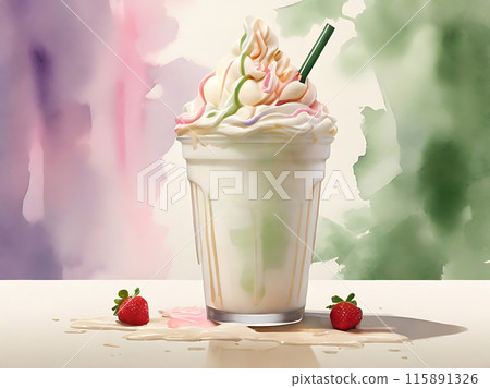 Milkshake, milk shake with fruit. Milkshake, milk shake with fruit. 115891326