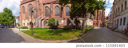 The old historical quarter of Berlin Nikolaivirtel on a sunny day. The old historical quarter of Berlin Nikolaivirtel on a sunny day. 115891403