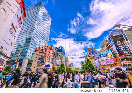Tokyo cityscape in Japan: Revival of inbound tourism... Akihabara bustling with foreign tourists (Asian, Chinese, Korean...) 115891458