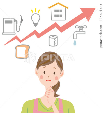 Housewives thinking about household finances: Prices rise 115891583