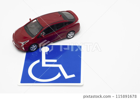 混合動力汽車和輪椅標記 混合動力汽車和輪椅標記 115891678