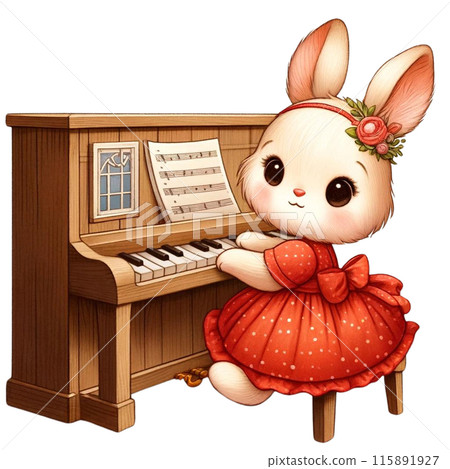 Rabbit playing piano cartoon Generative AI Rabbit playing piano cartoon Generative AI 115891927