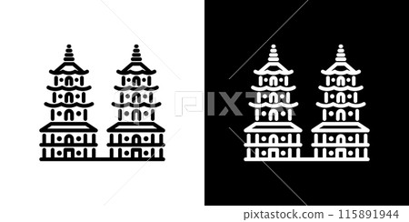 簡單的龍和虎塔線圖標 簡單的龍和虎塔線圖標 115891944