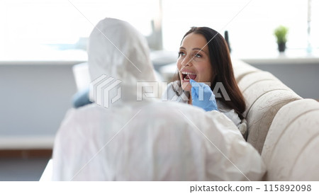 Woman is tested for coronavirus infection closeup Woman is tested for coronavirus infection closeup 115892098