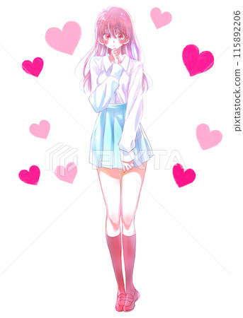 Fidgety female student, summer clothes, love Fidgety female student, summer clothes, love 115892206