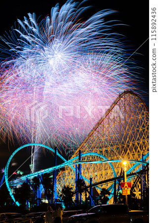 Landscape with fireworks 115892436