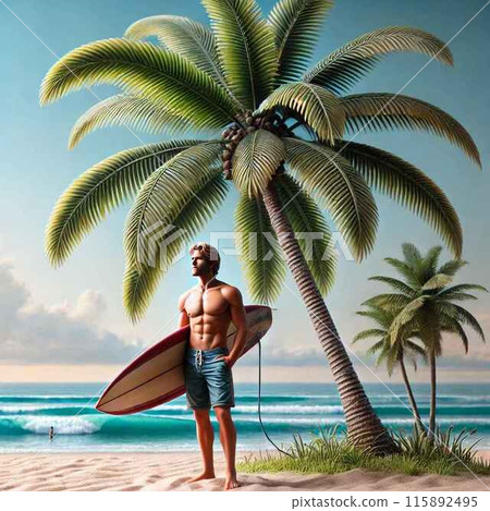 拿著衝浪板沿著海灘漫步 拿著衝浪板沿著海灘漫步 115892495