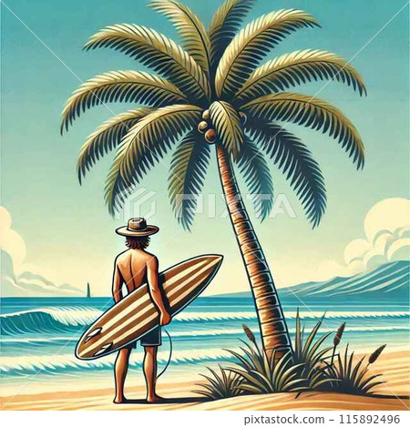 Man playing on the beach Man playing on the beach 115892496