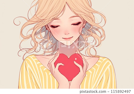 我的心（手心握著一顆心的女人的圖片） 115892497