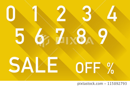 Vector long shadow numbers yellow 115892793