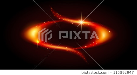 Bright Burning Oval Frame Vector Realistic Fire Composition 115892947