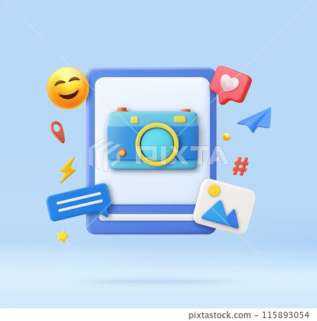 3d photo camera icon 115893054