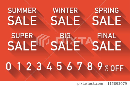 SALE advertising material Numbers Long shadow Red 115893079