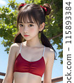 Young woman in a swimsuit on a sunny beach 115893384