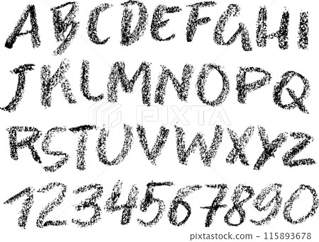 Hand Drawn Grunge Chalk Textured Font 115893678