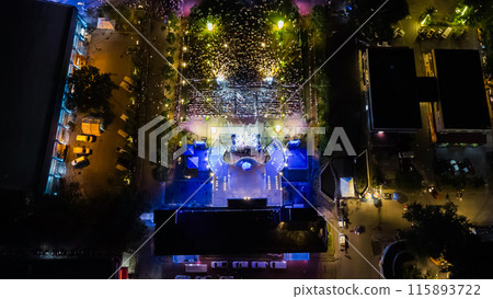 People at night open air concert aerial view People at night open air concert aerial view 115893722