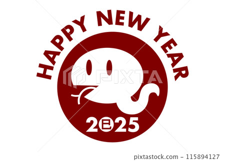 2025 Year of the Snake New Year's card illustration with snake icon 115894127