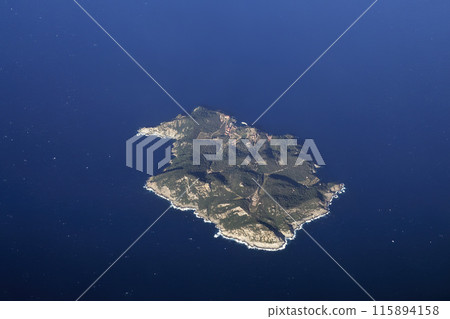 Gorgona Island Aerial view Italy - taken from airplane Gorgona Island Aerial view Italy - taken from airplane 115894158