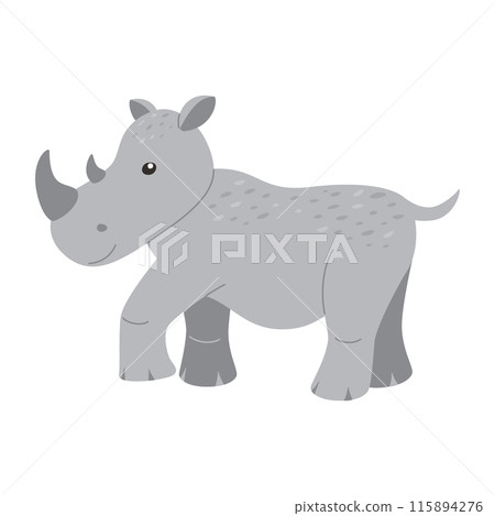 A wild animal. Cute rhino isolated on a white background. Flat vector illustrations for children. 115894276
