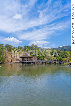 [Cherry Blossoms] Spring in Nara Park, Sagiike Pond, Ukimido 115894571