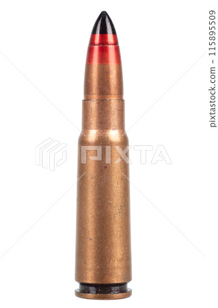 7.62x39 kalashnikov high-explosive incendiary armor-piercing ammunition cartridge with black and red nose 7.62x39 kalashnikov high-explosive incendiary armor-piercing ammunition cartridge with black and red nose 115895509