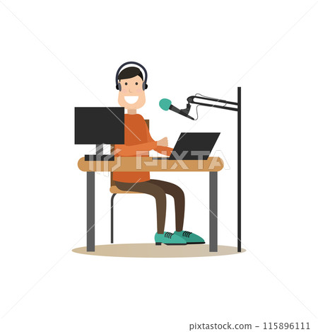 Radio people vector illustration in flat style Radio people vector illustration in flat style 115896111