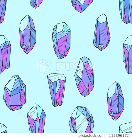 Pattern with crystals or minerals. Jewelry precious or semiprecious gem stones. 115896172