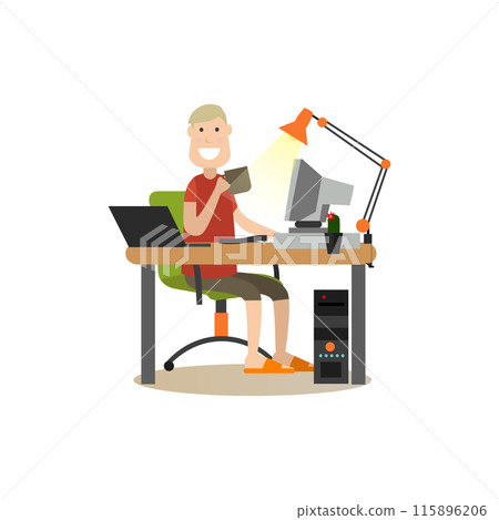 Internet people flat vector illustration 115896206