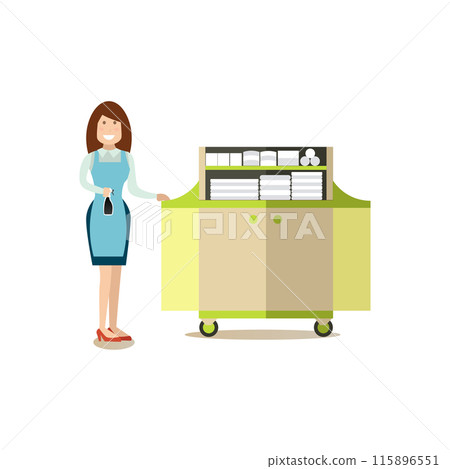 Hotel housemaid vector illustration in flat style Hotel housemaid vector illustration in flat style 115896551