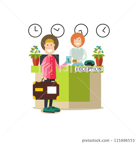Hotel reception vector illustration in flat style Hotel reception vector illustration in flat style 115896553
