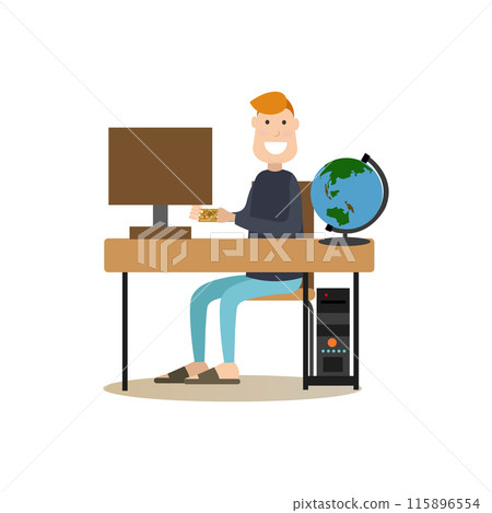 Online hotel booking vector illustration in flat style Online hotel booking vector illustration in flat style 115896554