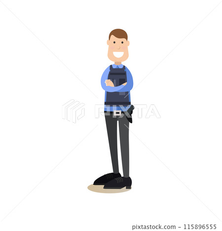 Hotel security guard vector illustration in flat style Hotel security guard vector illustration in flat style 115896555