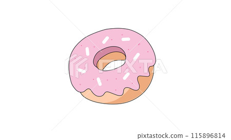 Donut with pink glaze and sprinkles, delicious dessert, donut with pink sprinkles 115896814