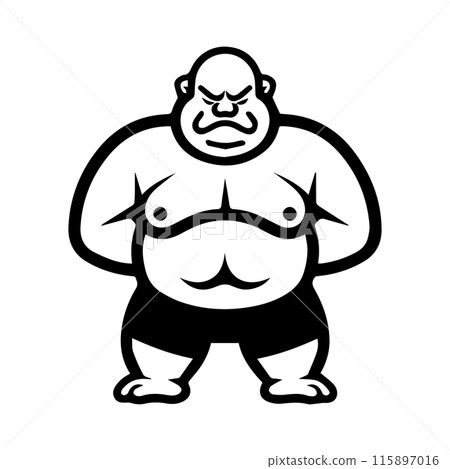 Sumo icon or modern line symbol. Vector line art and icon design with bold outline. Black and white Pixel Perfect minimalistic symbol isolated white background. Silhouette simple thin sign 115897016