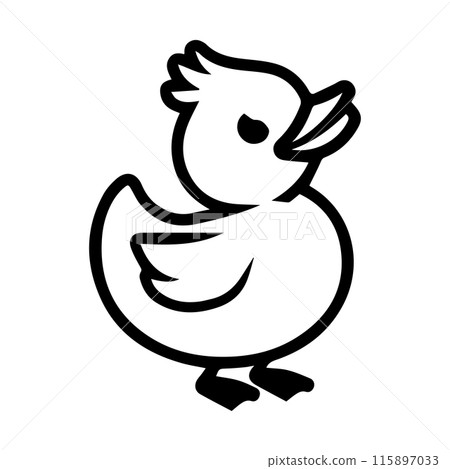 Duck icon or modern line symbol. Vector line art and icon design with bold outline. Black and white Pixel Perfect minimalistic symbol isolated white background. Silhouette simple thin sign 115897033