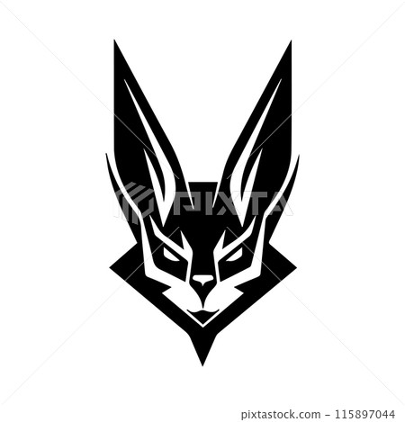 Bunny icon or modern line symbol. Vector line art and icon design with bold outline. Black and white Pixel Perfect minimalistic symbol isolated white background. Silhouette simple thin sign 115897044