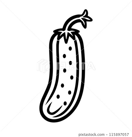cucumber icon or modern line symbol. Vector line art and icon design with bold outline. Black and white Pixel Perfect minimalistic symbol isolated white background. Silhouette simple thin sign 115897057