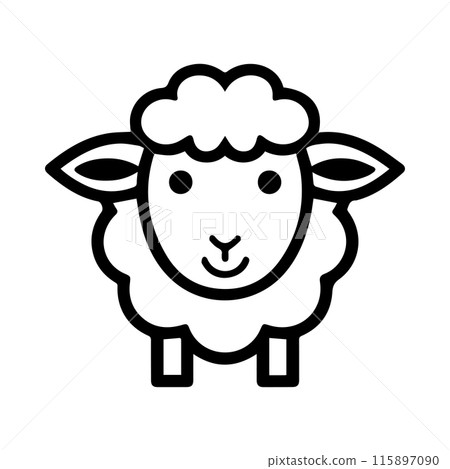 Sheep icon or modern line symbol. Vector line art and icon design with bold outline. Black and white Pixel Perfect minimalistic symbol isolated white background. Silhouette simple thin sign 115897090