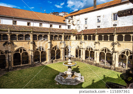 Colonnade of cloister of Santa Cruz Monastery and Church at Coimbra, Portugal 115897361